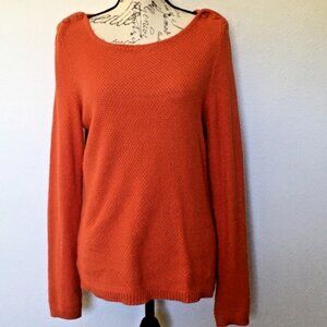LOFT 100% Cotton Orange Sweater With Buttons